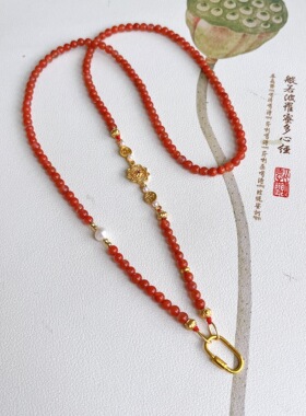 天然南红玛瑙新中式挂链项链
