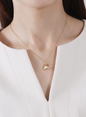 925纯银项链批发女套装珍珠椭圆高级感小众设计ins风气质饰品