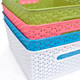 Thickened plastic woven storage basket with lid