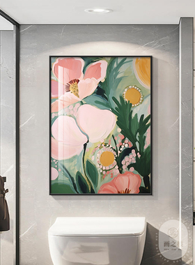 大芬村油画卫生间防水装饰画花卉肌理感厕所浴室挂画洗手间墙壁画