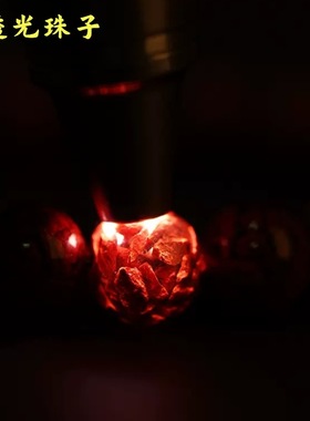 高含量透光原矿石打磨晶体朱砂手链本命年圆珠红色手串男女款