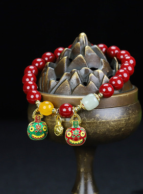 天然朱砂手串吞金兽手链男女款