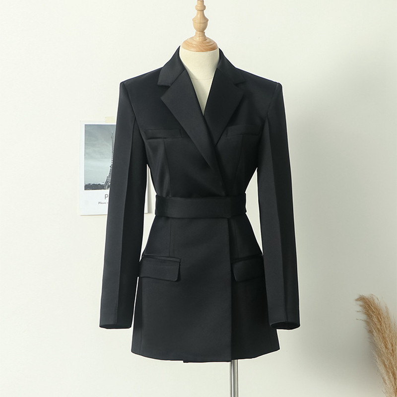 明星同款外套女春秋款仿醋酸长袖时尚气质高级感法式西装领连衣裙