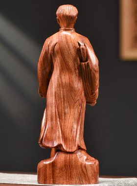 花梨木雕青年毛泽东去安源记念像摆件实木毛主席全身雕像客厅装饰