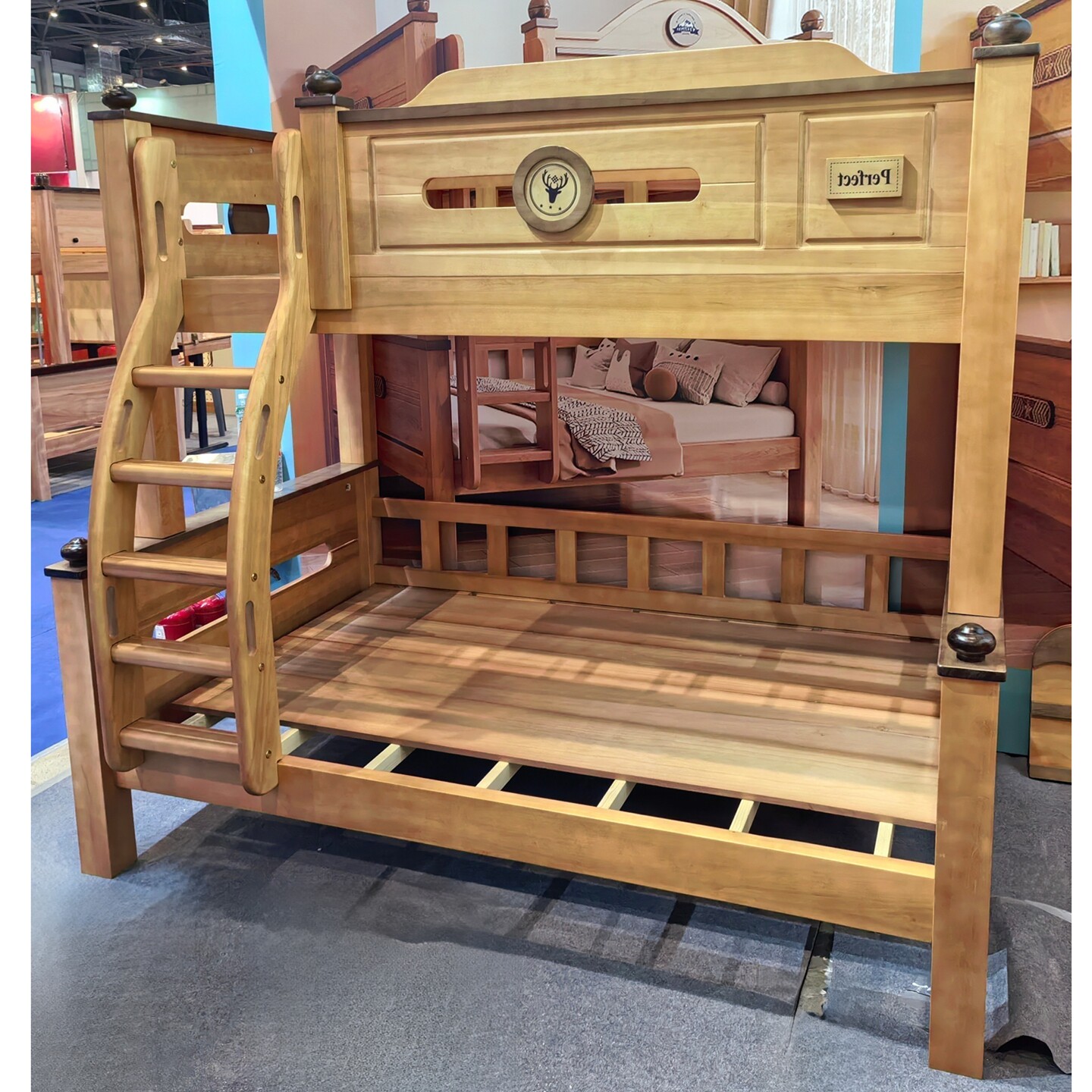 实木上下床高低床全实木儿童床上下床双层床两层男孩女孩上下铺