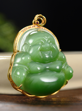 金镶玉碧玉佛公吊坠