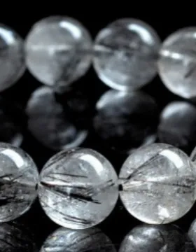 手链水晶宝石赠送黑发晶珠径天然鉴定书5-16mm【】