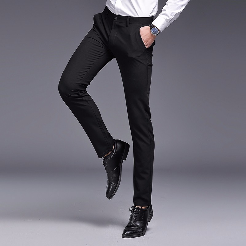 formal suit pants black Men stretch office Slim fit trousers - 图1