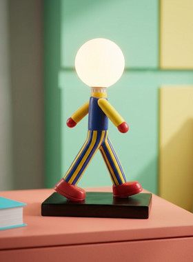 中古创意卡通人物装饰台灯儿童房间卧室内床头柜书房书桌面工艺品