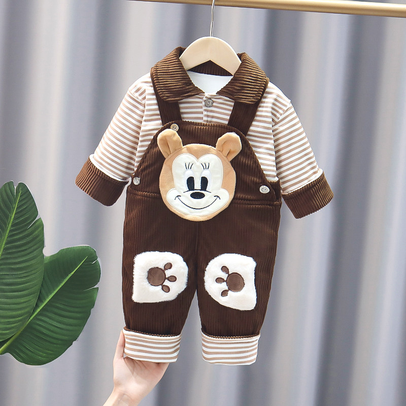 男宝宝背带裤套装婴幼儿棉衣连体裤2件套女童0-1-2岁春秋冬外出服,淘宝优惠券,粉丝福利购,淘宝优惠卷