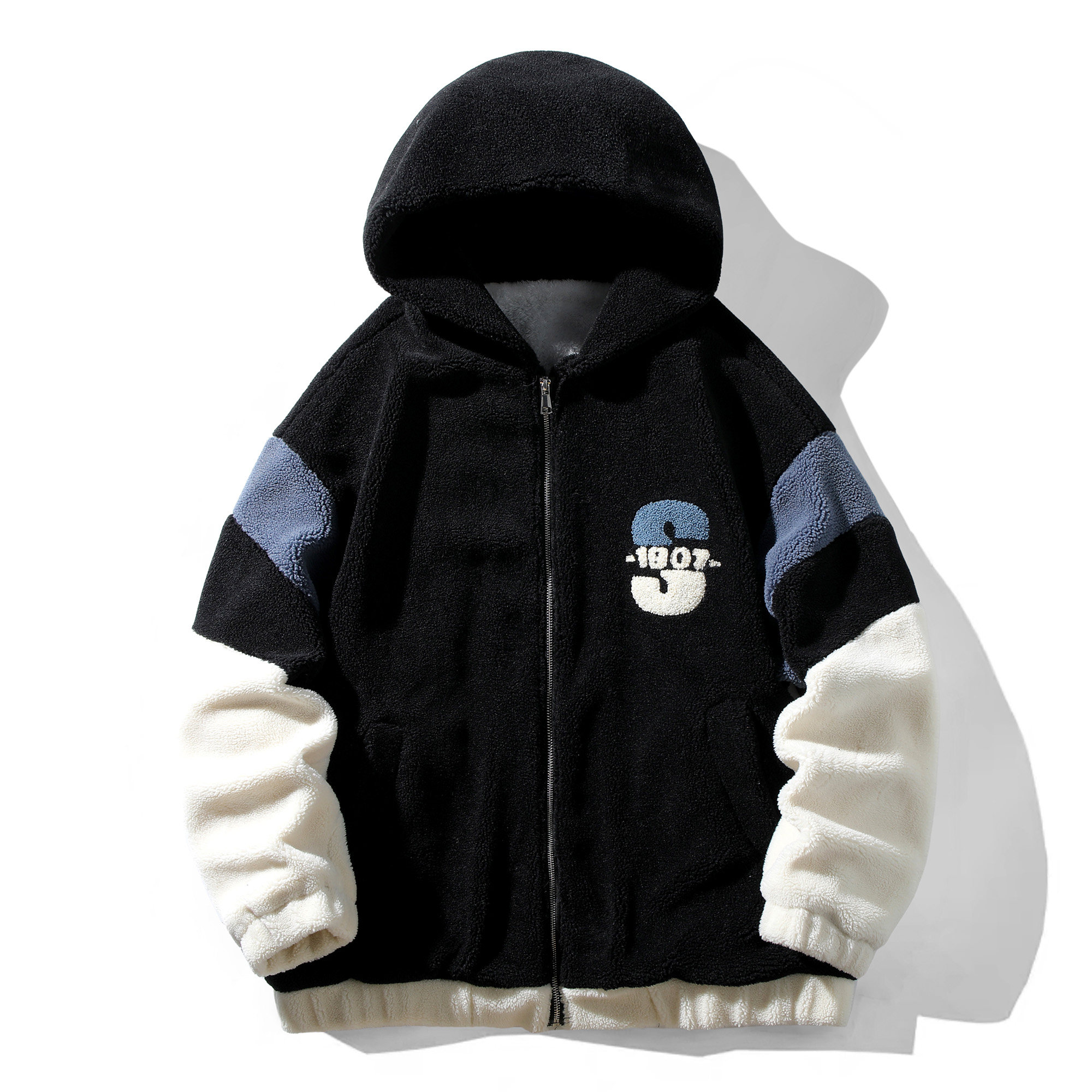 胖胖哥拼接羊羔毛棉服男款冬季大码宽松飒帅加绒加厚保暖棉衣外套,淘宝优惠券,粉丝福利购,淘宝优惠卷