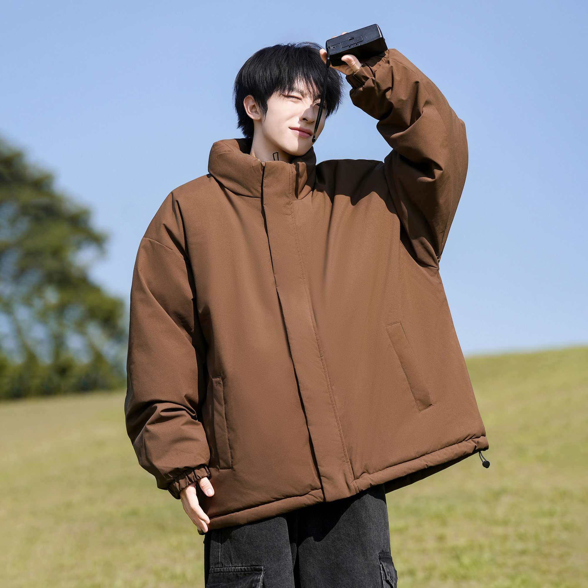 胖胖哥简约立领棉袄男秋冬季加厚大码保暖棉衣宽松大码棉服外套潮,淘宝优惠券,粉丝福利购,淘宝优惠卷