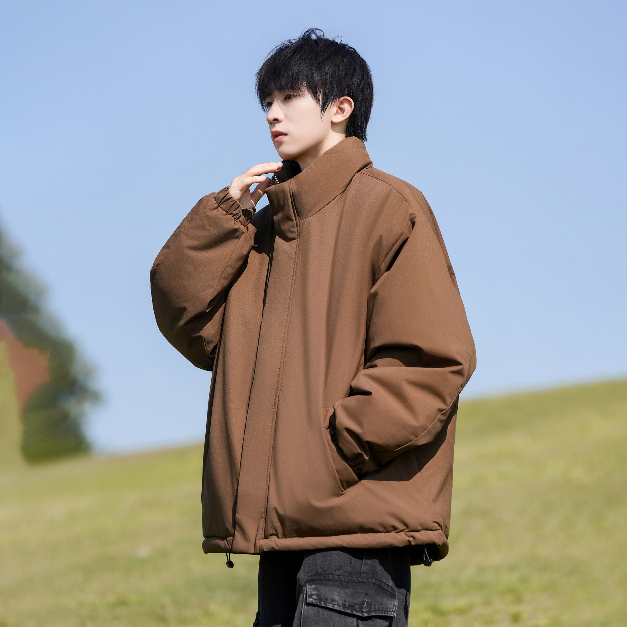 胖胖哥简约立领棉袄男秋冬季加厚大码保暖棉衣宽松大码棉服外套潮,淘宝优惠券,粉丝福利购,淘宝优惠卷