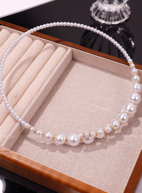 珍珠项链女百搭圆珠锁骨链高级感轻奢饰品项圈