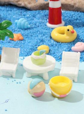 微景观沙滩小摆件灯塔海滩风情白鸽游泳圈DIY海星珊瑚螃蟹帆船