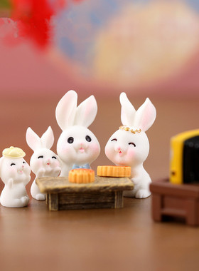 树脂中秋节桌面微景观可爱兔子