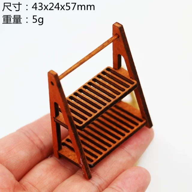Dollhouse doll house double-layer wooden storage rack bread rack mini food play scene storage rack accessories