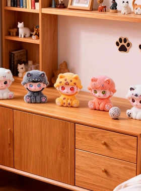 萌粒植绒坐姿小猫咪可爱车载树脂工艺装饰创意潮玩公仔桌面小摆件