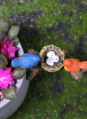 小鸟树枝鸟窝微景观花盆田园挂件鱼缸盆景装饰品水族馆桌面摆件