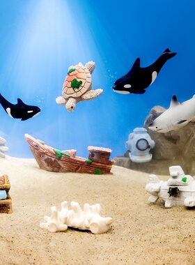 微景观创意仿真鲨鱼海龟水族鱼缸海底造景 DIY装饰配件迷你小摆件
