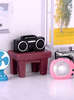 娃娃屋复古小家电收音机电视风扇挂钟洗衣机相机装饰配件模型摆件