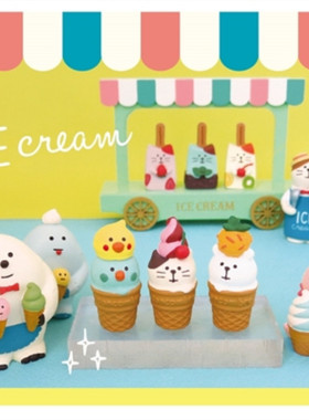 雪猫冷饮店日式风decole摊车摆件