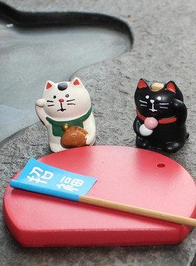 树脂日式桌面招财猫旗子