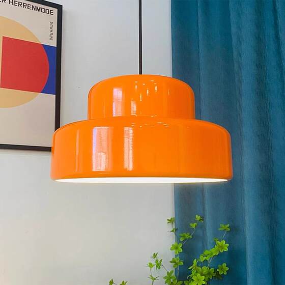 Nordic vintag mid-century style orange restaurant chandelier creative dining room Japanese orange dining table Bauhaus chandelier