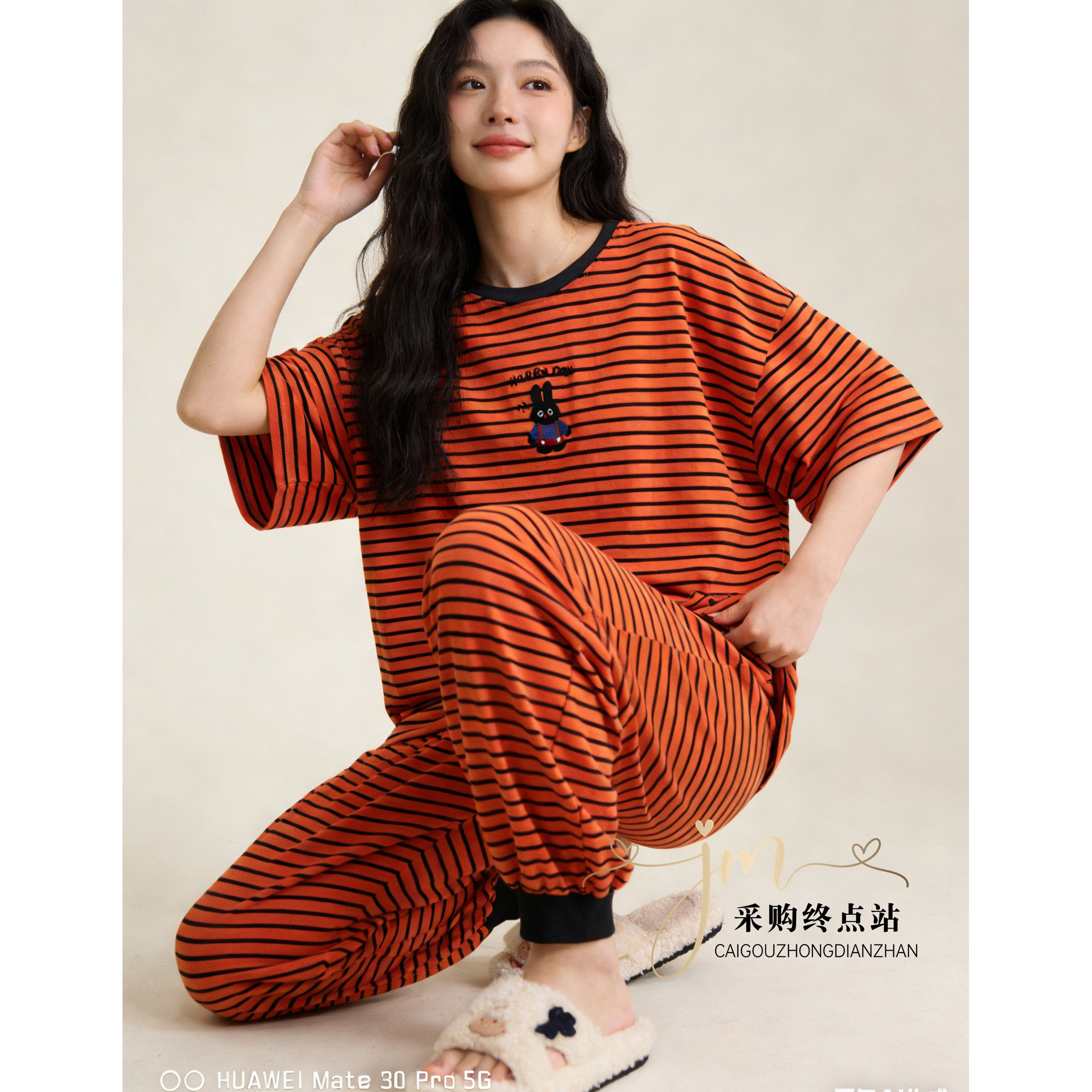 梵熙语特价春夏新款家居服女中短袖长裤卡通休闲针织全棉睡衣套装,淘宝优惠券,粉丝福利购,淘宝优惠卷