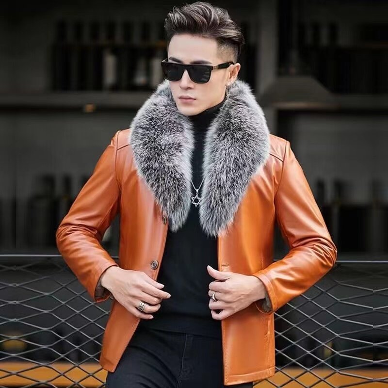 2025新款男士皮毛一体海宁真皮皮衣男修身绵羊皮夹克冬季皮草外套,淘宝优惠券,粉丝福利购,淘宝优惠卷