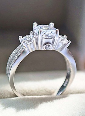 纯银戒指女款复古时尚礼物超大钻