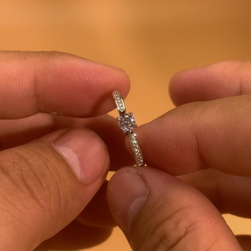 S925纯银四爪女款莫桑仿真钻石戒食指结婚戒微镶锆石戒指气质银饰 - 图2