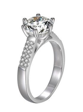 925纯银钻戒女款2克拉流行超大钻