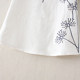 ເສື້ອຍືດຜ້າຝ້າຍ linen ແບບ retro ສີຂາວ embroidered