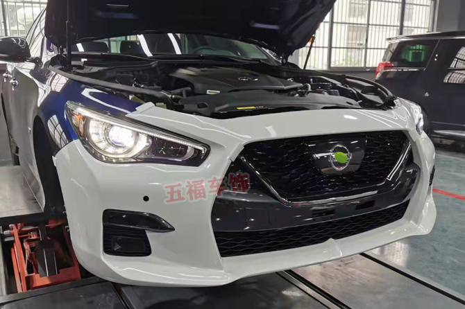 适用英菲尼迪Q50改装GTR大包围INFINITI Q50L头前杠唇空力套件-图2