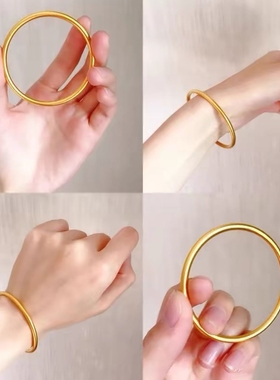 黄金手镯女古法传承镀金包沙金实心仿金送妈妈礼物