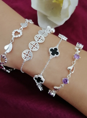 加厚足银招财貔貅纯银女手串手链