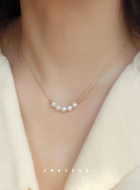 天然珍珠项链14K包金不褪色百搭