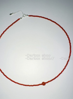 少女红玛瑙彩色细链925银项链