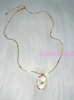 贝壳蝴蝶法式甜心少女感相册项链