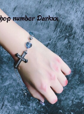 暗黑风法式十字架拼接不褪色手链