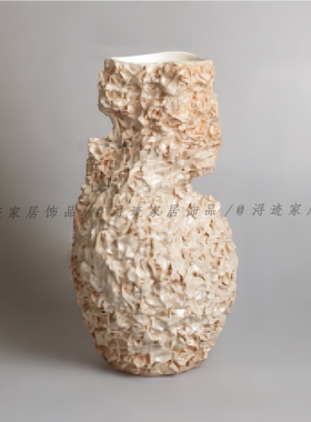 现代简约褶皱花瓣几何花器样板间客厅玄关创意陶瓷花瓶软装摆设