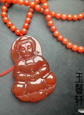 天然红玛瑙观音吊坠挂件