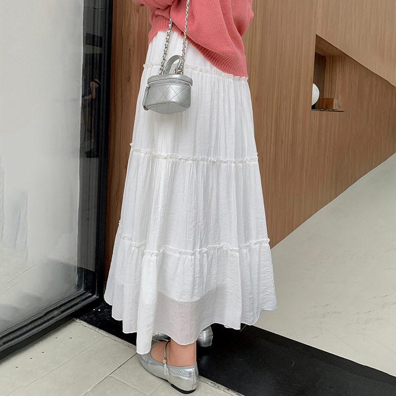 2024夏季新款初恋小清新大码白色半身裙长款胖mm洋气减龄蛋糕裙子,淘宝优惠券,粉丝福利购,淘宝优惠卷