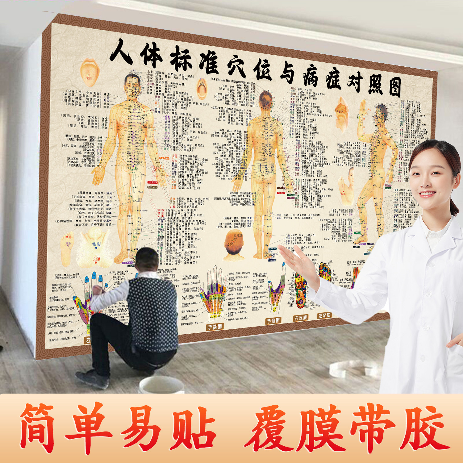 中医养生海报病症对照图墙面贴画墙上十二经络针灸穴位中医挂图