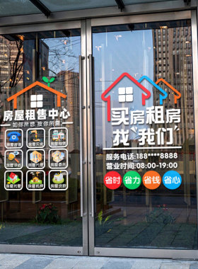 房产中介租售租赁房屋玻璃门贴纸