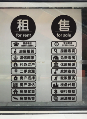 房产中介家政服务橱窗装饰贴画
