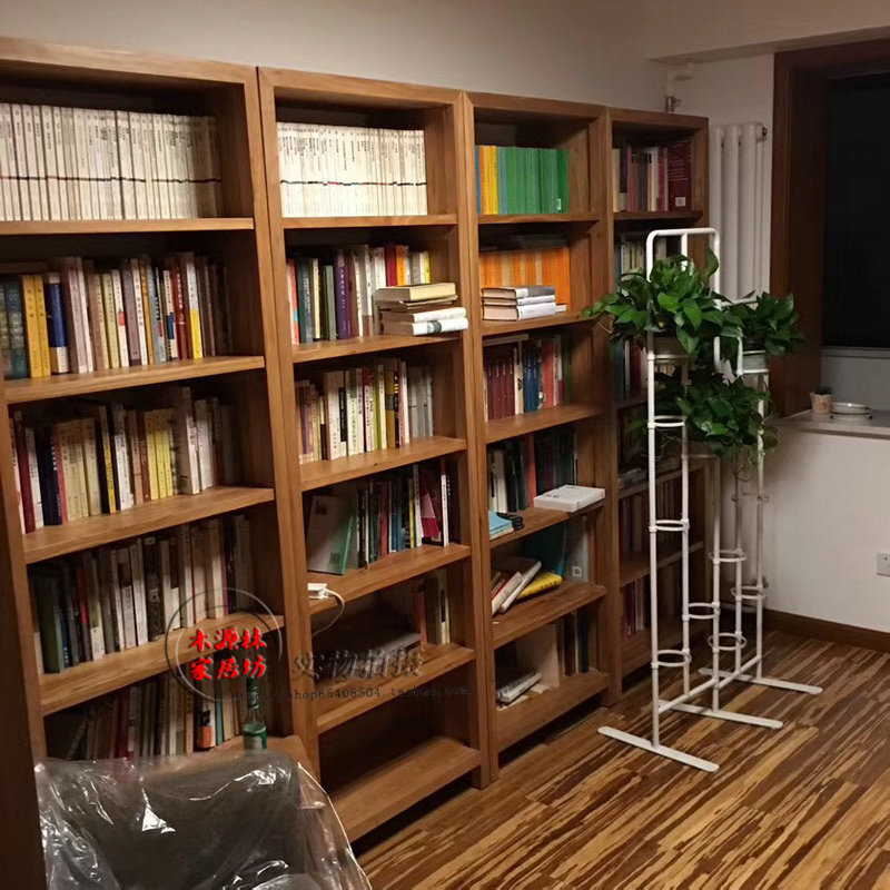 老榆木書櫃實木書架純實木多層簡約書櫥環保兒童落地層架北京現貨