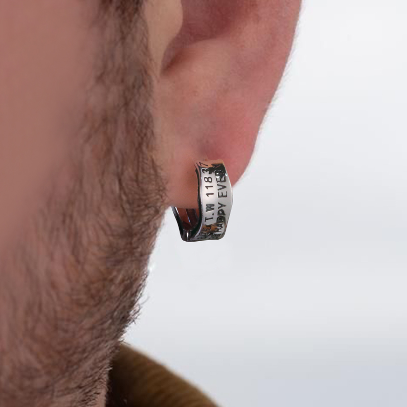 YUKI男士925纯银耳环挪威INS小众设计师银耳扣气质男女耳饰品潮人 - 图0