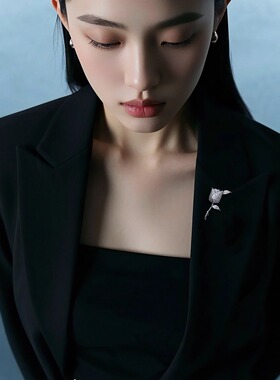 YUKI小众设计感情侣小玫瑰花胸针